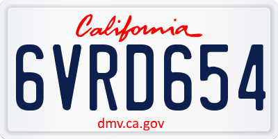 CA license plate 6VRD654