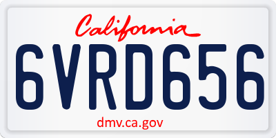 CA license plate 6VRD656