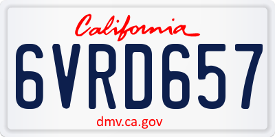 CA license plate 6VRD657
