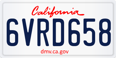 CA license plate 6VRD658