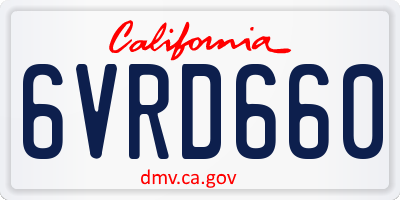 CA license plate 6VRD660
