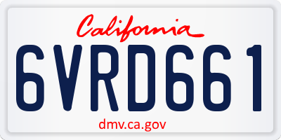 CA license plate 6VRD661