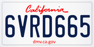CA license plate 6VRD665