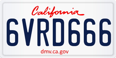 CA license plate 6VRD666