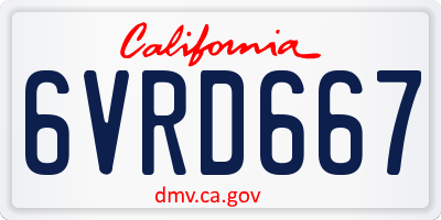 CA license plate 6VRD667
