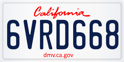 CA license plate 6VRD668