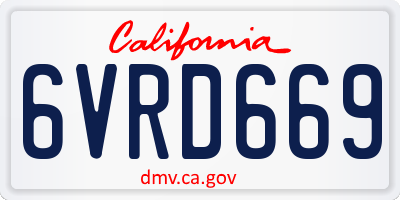 CA license plate 6VRD669