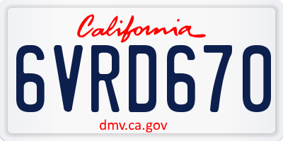 CA license plate 6VRD670