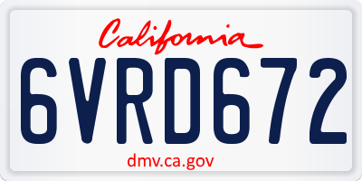 CA license plate 6VRD672