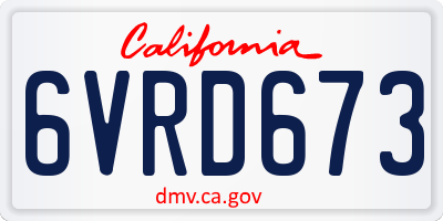 CA license plate 6VRD673