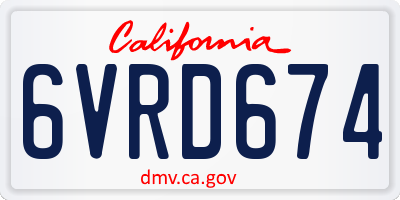 CA license plate 6VRD674