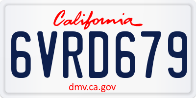 CA license plate 6VRD679