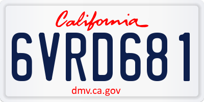 CA license plate 6VRD681