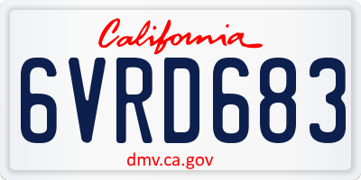 CA license plate 6VRD683