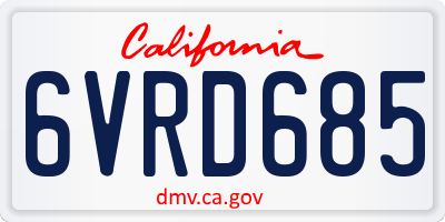 CA license plate 6VRD685