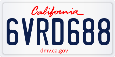 CA license plate 6VRD688