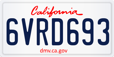 CA license plate 6VRD693