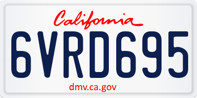 CA license plate 6VRD695