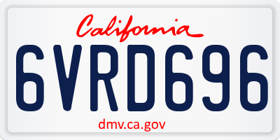 CA license plate 6VRD696