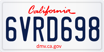 CA license plate 6VRD698