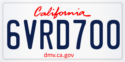 CA license plate 6VRD700
