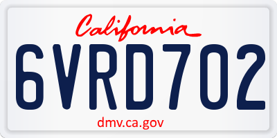 CA license plate 6VRD702