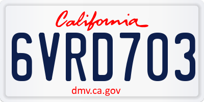 CA license plate 6VRD703