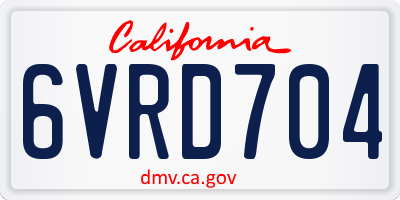 CA license plate 6VRD704