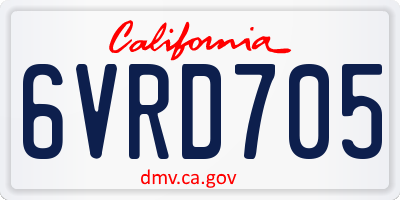 CA license plate 6VRD705