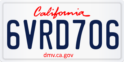 CA license plate 6VRD706