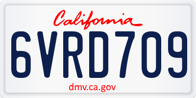 CA license plate 6VRD709