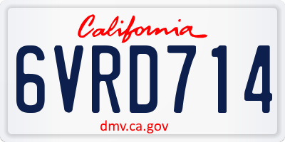 CA license plate 6VRD714