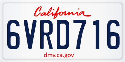 CA license plate 6VRD716