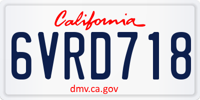 CA license plate 6VRD718