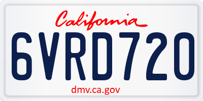 CA license plate 6VRD720