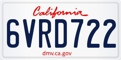 CA license plate 6VRD722