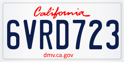 CA license plate 6VRD723
