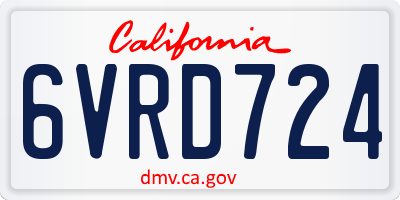 CA license plate 6VRD724