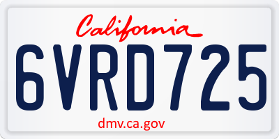 CA license plate 6VRD725