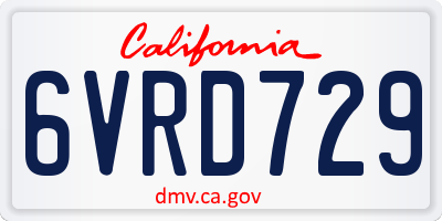 CA license plate 6VRD729