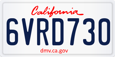 CA license plate 6VRD730