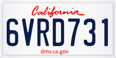 CA license plate 6VRD731