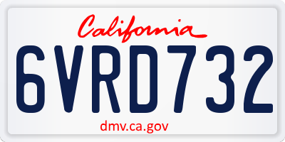 CA license plate 6VRD732
