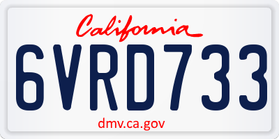 CA license plate 6VRD733