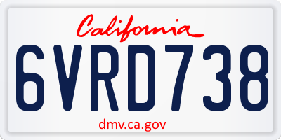 CA license plate 6VRD738