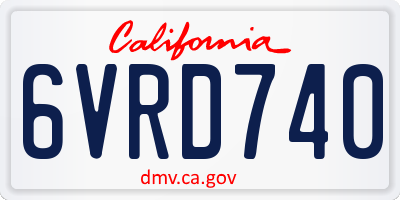 CA license plate 6VRD740