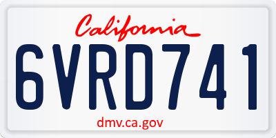CA license plate 6VRD741