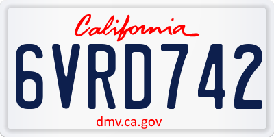 CA license plate 6VRD742