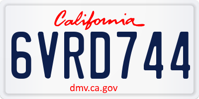 CA license plate 6VRD744