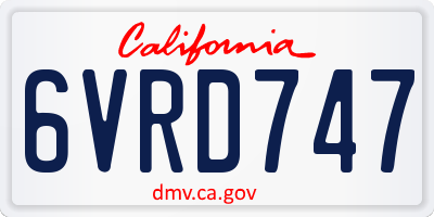 CA license plate 6VRD747